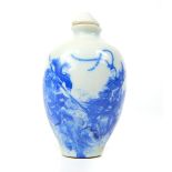 A Chinese blue and white porcelain painted snuff bottle