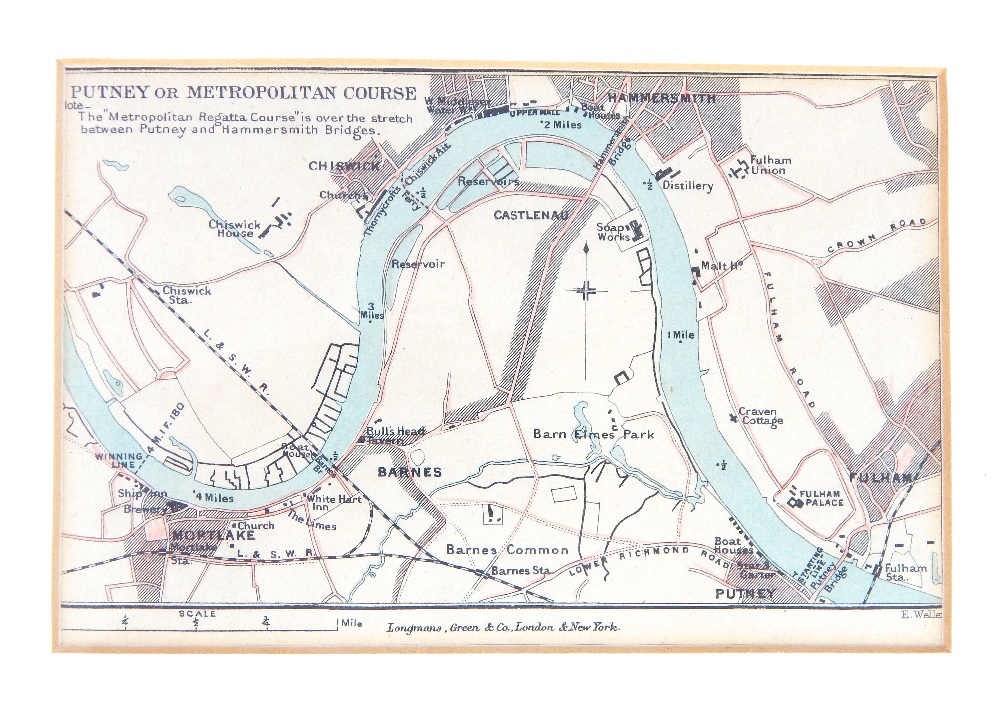 The Metropolitan Regatta Course, map of the Thames showing the rowing from putney to Hammersmith - Image 2 of 3