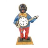 A mid 20th century painted composition figure of an American 'Blackman' novelty clock