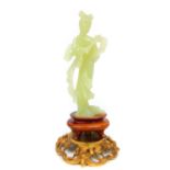 A Chinese carved jade figure of the Goddess Guan Yin