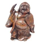 Japanese ceramic Buddha hotei, Meiji period, Bizen / Okayama prefecture, signature to rear, 21.5cm