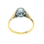 Solitaire diamond engagement ring, 18ct gold and platinum mount.