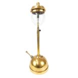 Vintage polished brass Tilley lamp, with glass shade, 53cm