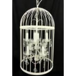 Contemporary bird cage chandelier ceiling light, 8 light with lustres, 66x 40cm