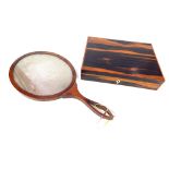 Rosewood box c.1890, 28.3cm w, & a Georgian mahogany hand mirror with open loop grip, 22.2cm w (2)