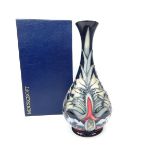 Moorcroft designer bottle vase, Snakehead design by Rachel Bishop c.1996, boxed, 31cm