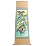 A good chinese scroll picture of a water dragon and curp signed 100x42 cm