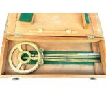 19th century H. Hughes of London cased scientific Hezzanith Station brass three arm protractor