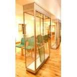 Shop display cabinet, double sliding doors, adjustable glass shelviing, 197x 127x 40cm