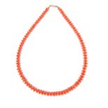 A vintage coral necklace, 9ct clasp