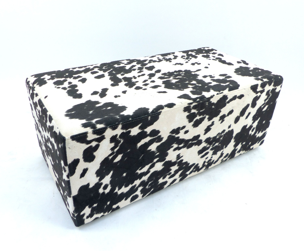 Cow hide effect box stool, 42x 99x 51cm