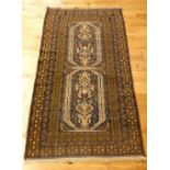 Caucasian rug with tree of life panels and geometric design borders 190x 110cm,