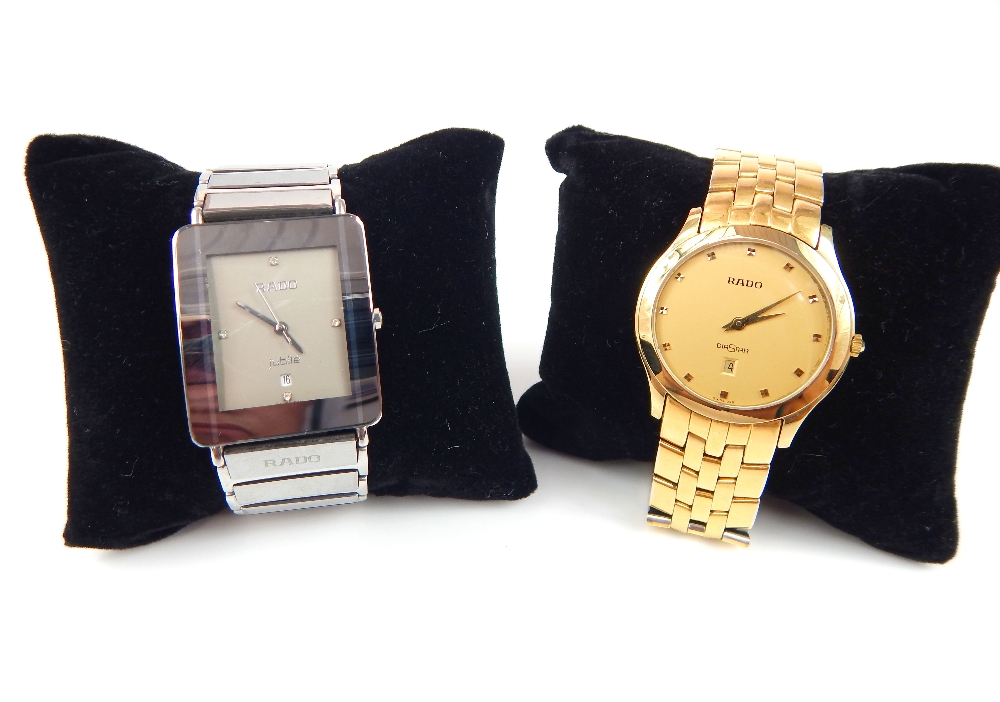 A gentlemans Rado chromium Rado Jubile wristwatch, complete with strap, with diamond numerals and
