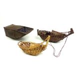 A group of three mid 20th century Japanese cane, wicker and bamboo baskets, each of different boat