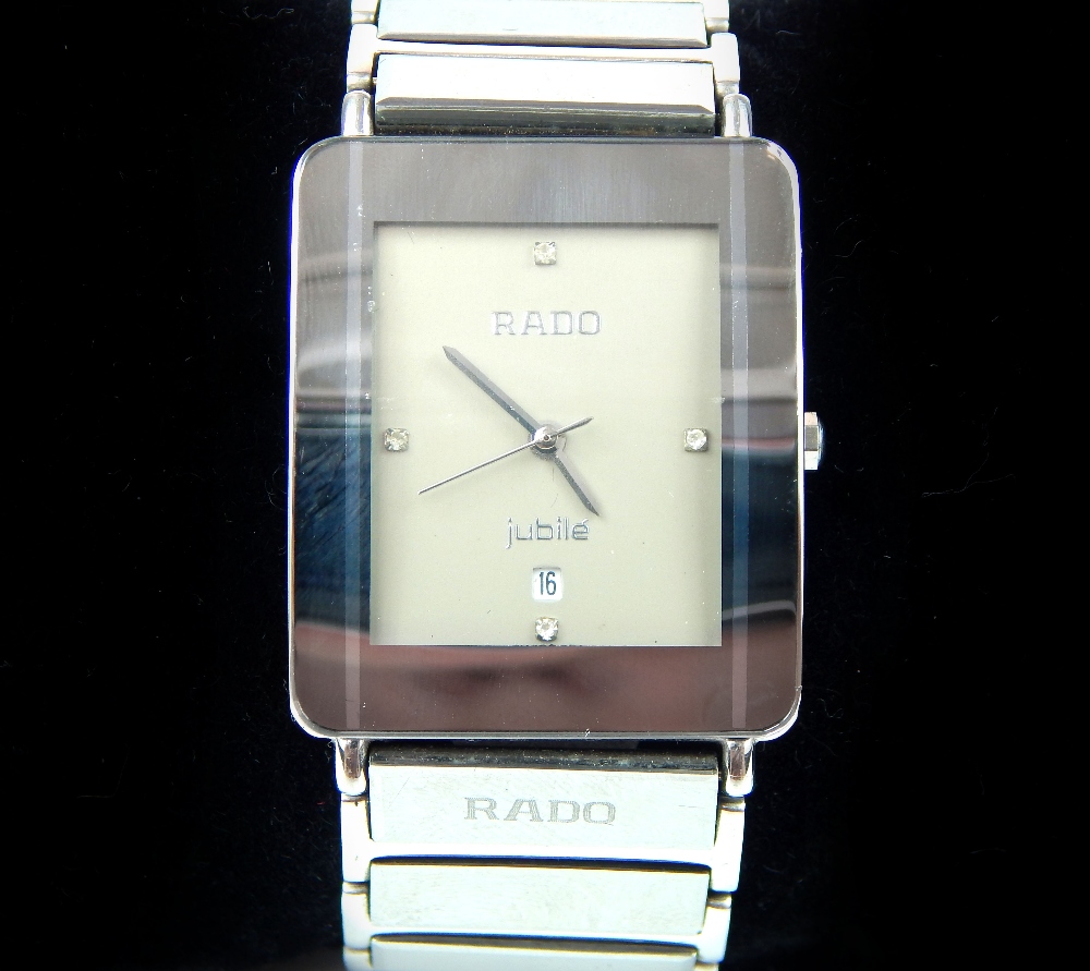 A gentlemans Rado chromium Rado Jubile wristwatch, complete with strap, with diamond numerals and - Image 2 of 4