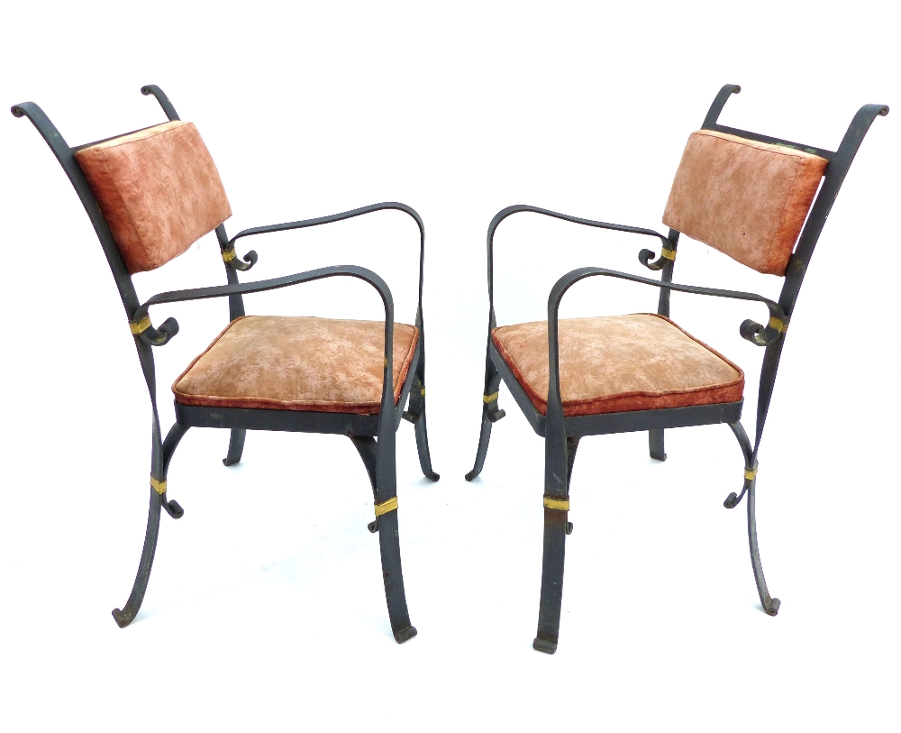 Set of four scroll chairs, iron frames, Spanish style - Image 2 of 2