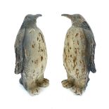 Two Penguins, garden statues, ceramic finish, 56cm