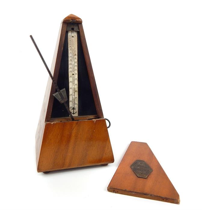 A early 20th century French walnut metronome, of p - Image 5 of 12
