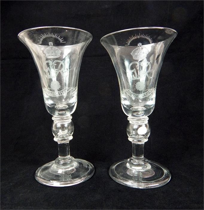 A pair of George VI Coronation commemorative glass - Image 5 of 6