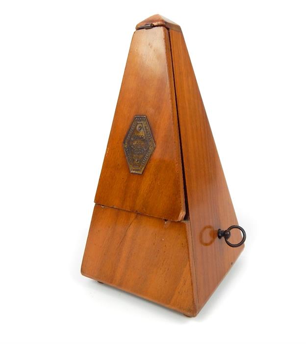 A early 20th century French walnut metronome, of p - Image 8 of 12