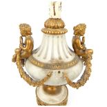 An early 19th century grey marble and ormolu candl