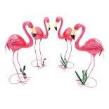 Flock of four Flamingos, garden ornaments, 77cm h