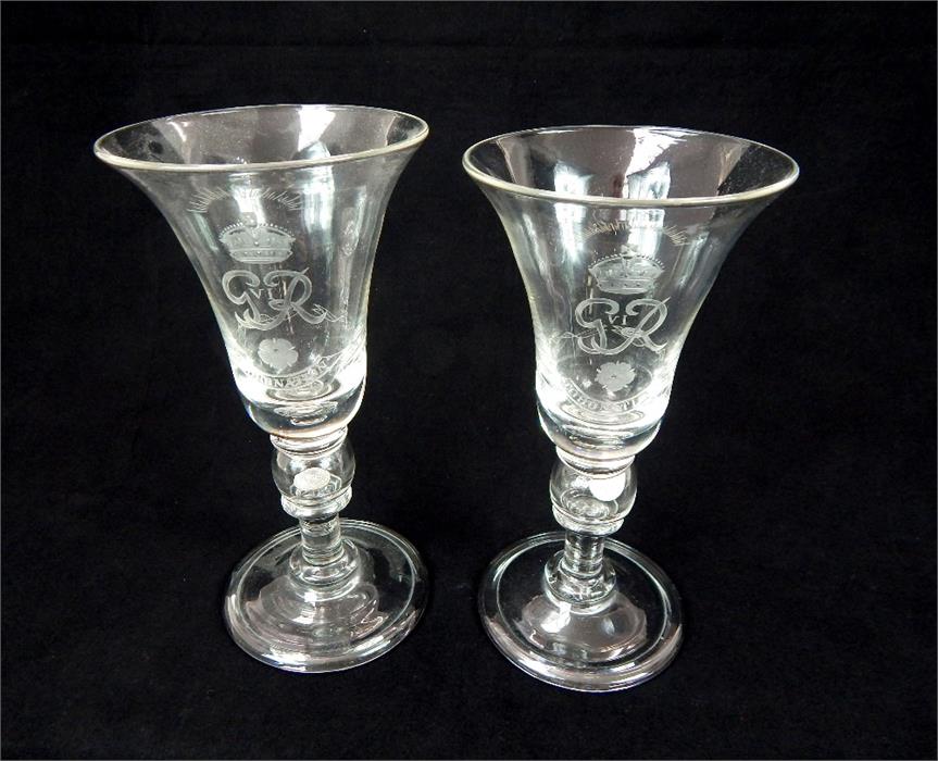 A pair of George VI Coronation commemorative glass - Image 2 of 6