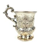 A George III hallmarked silver christening mug, J.