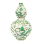 A Chinese porcelain white enamelled double gourd v