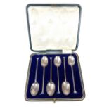 A cased set of six silver teaspoons, Cooper Brothe