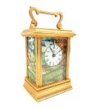 A Halcyon Days Enamel and brass carriage clock, th