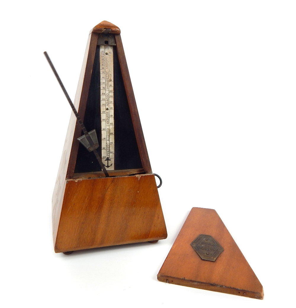 A early 20th century French walnut metronome, of p - Image 12 of 12