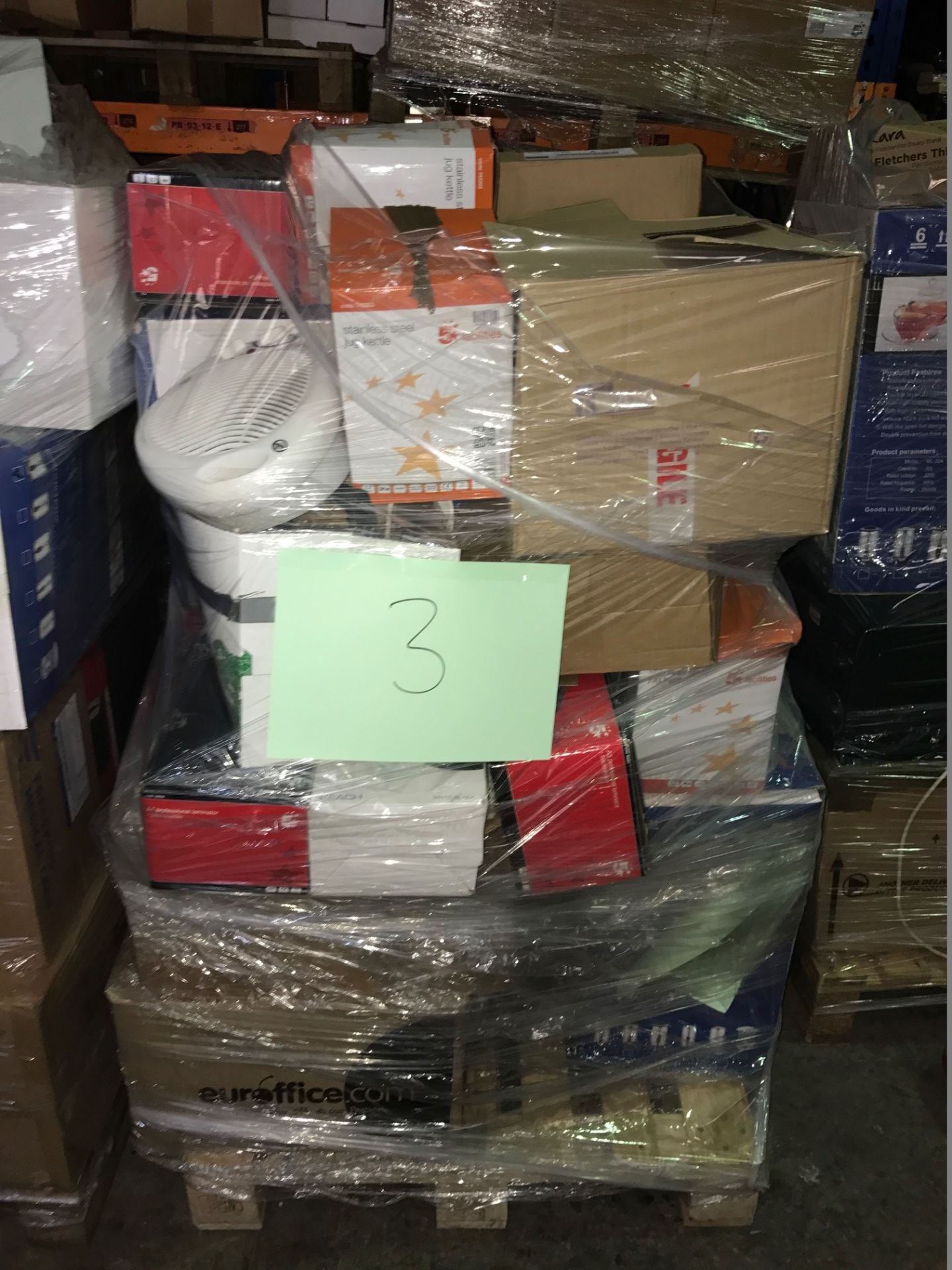 1 x Pallet of Mixed Stock Including Catering Urns, Kettles, Laminators, Heaters & Various Other