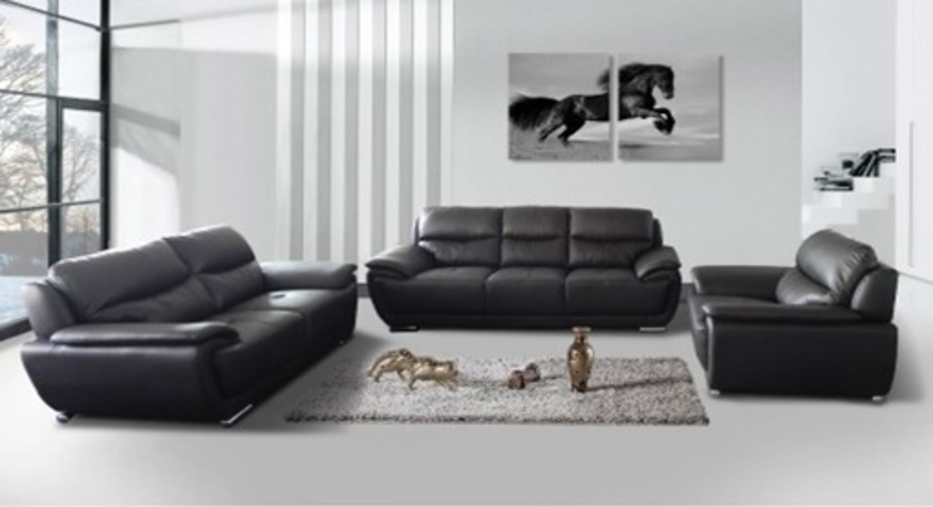 1 x Black Faux Leather Sofa - 1 Seater (Brand New & Boxed - Ref SFS005)