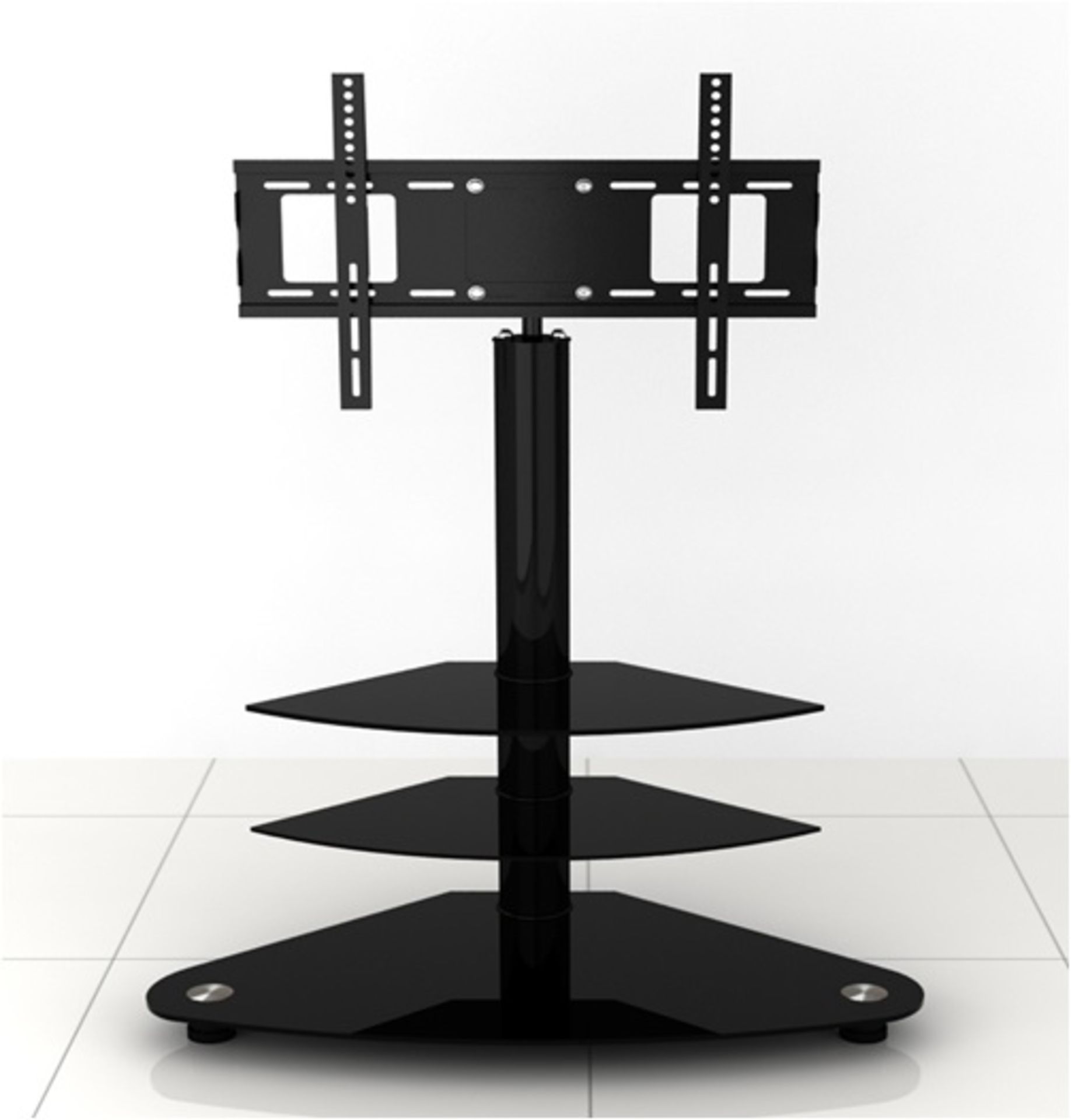 1 x Black Glass TV Stand - New & Boxed