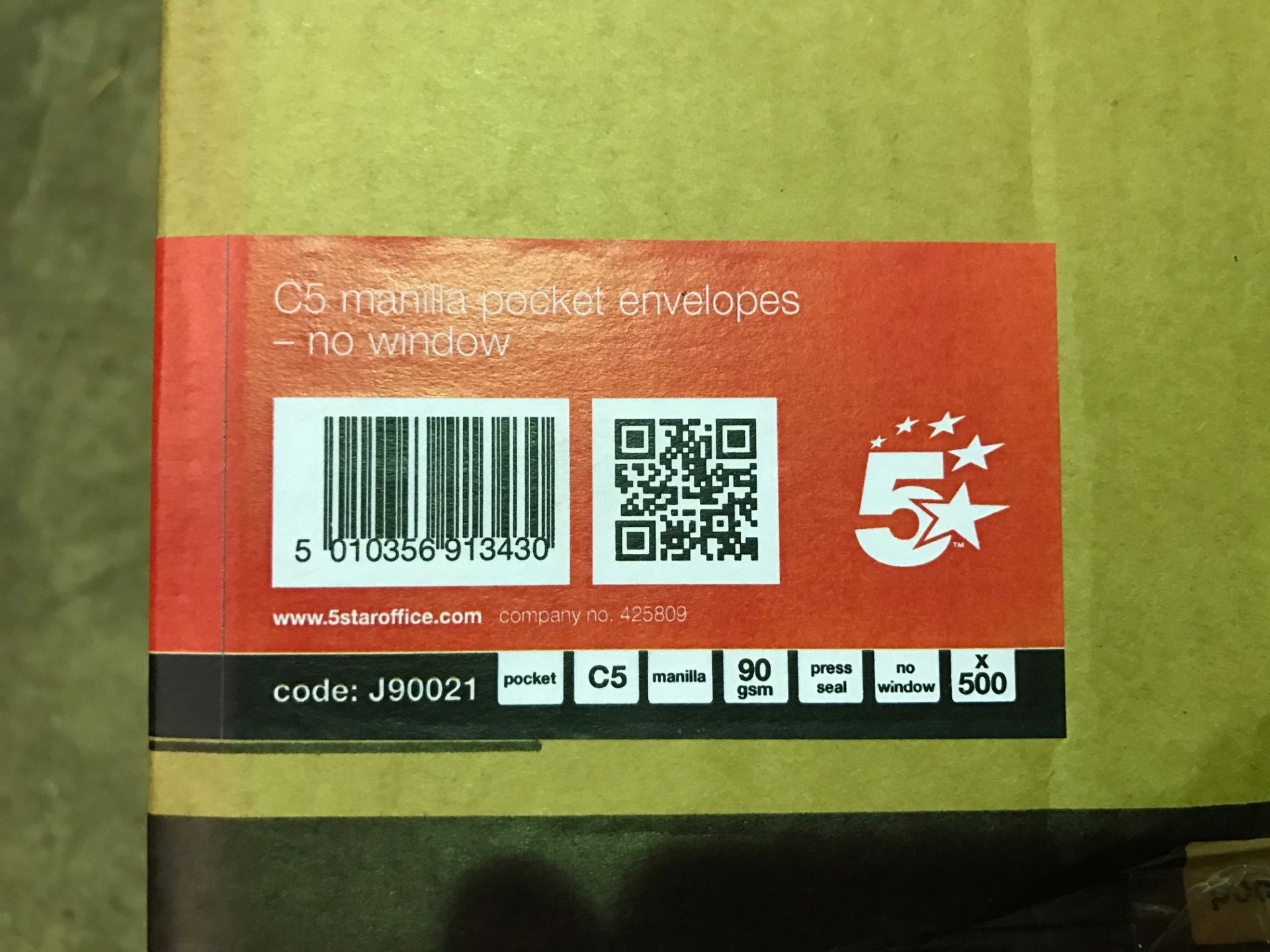 3 x Boxes of 5 Star C5 Manilla Pocket Envelopes - 1500 Envelopes Total, RRP £25 Per Box - Image 2 of 2