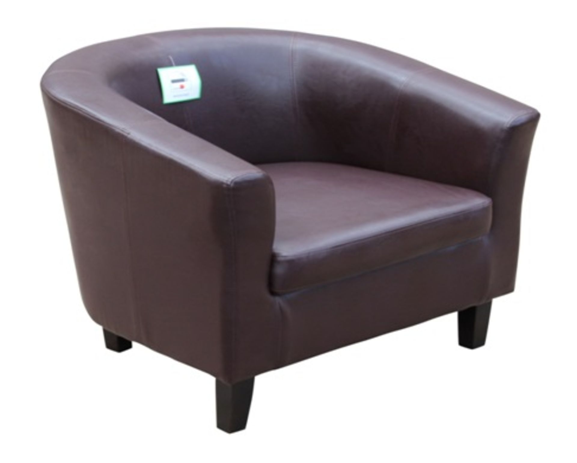 1 x Brown Faux Leather Tub Chair - ACH001 (Brand New)