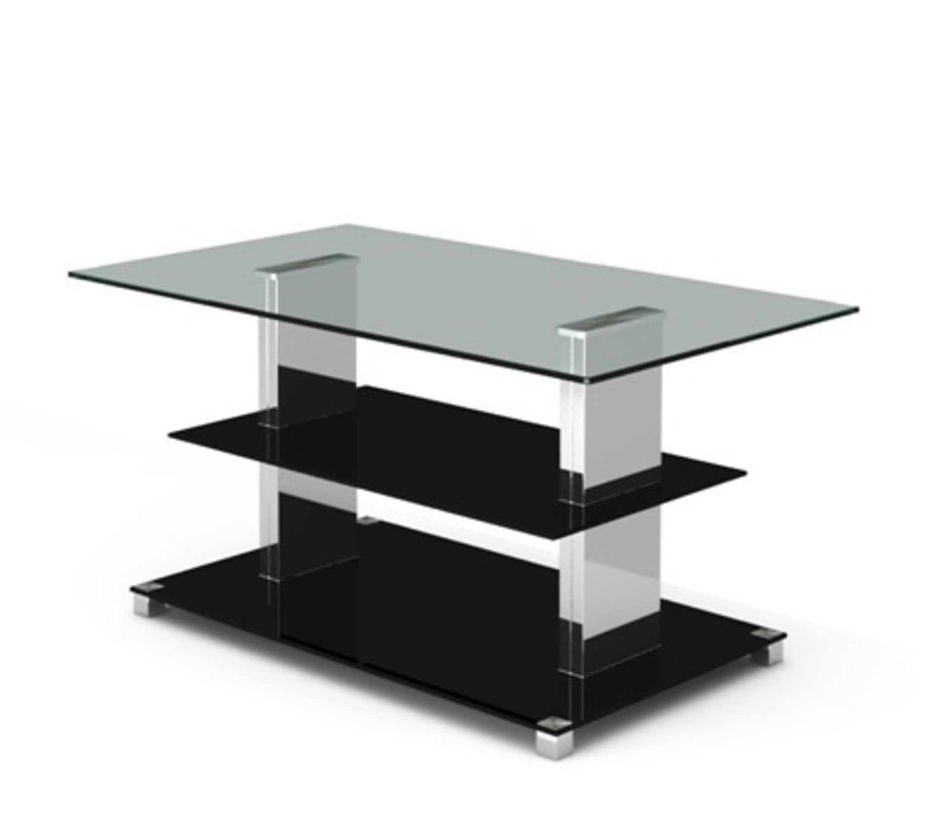 1 x Black Glass/Chrome Coffee Table - New & Boxed