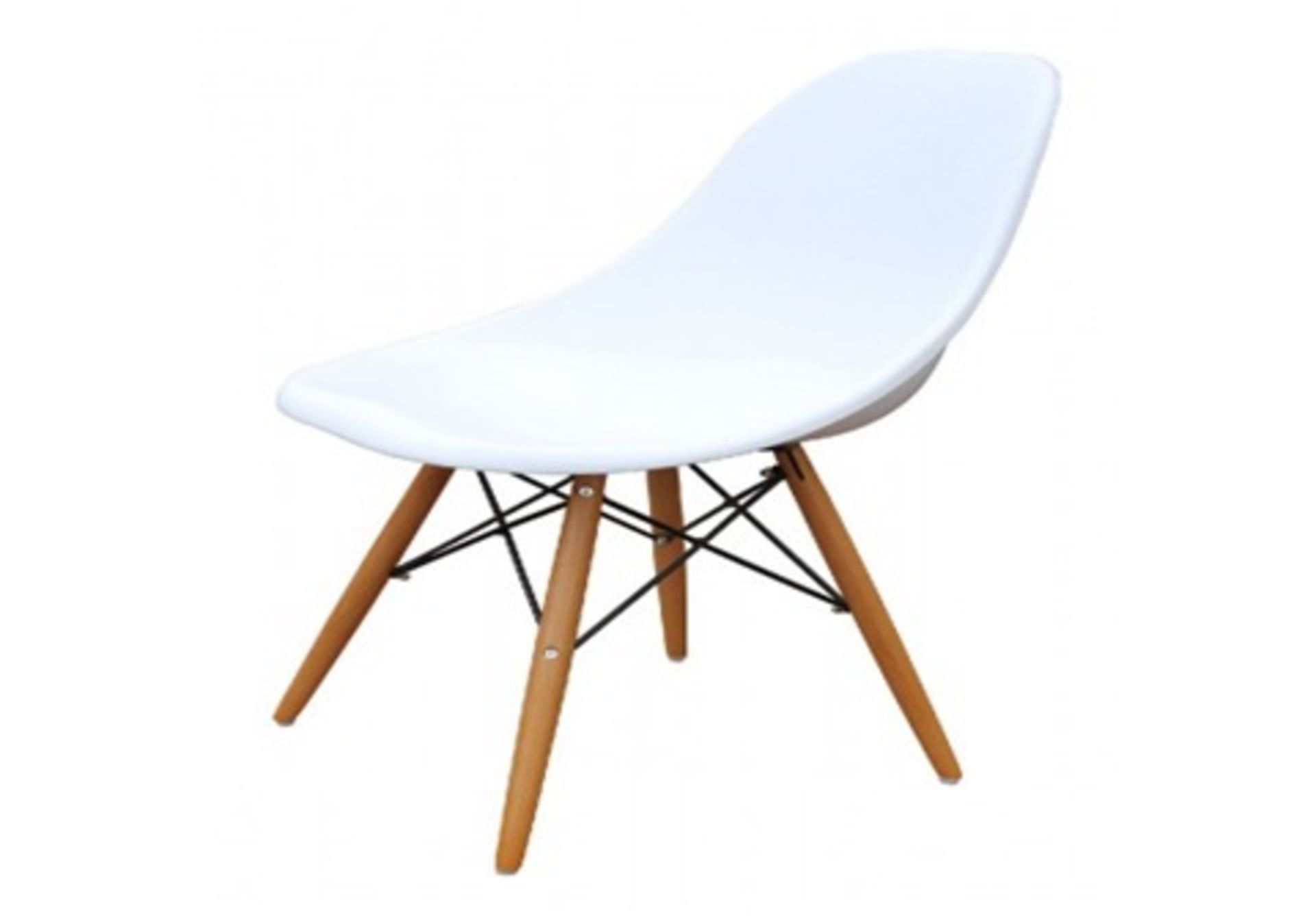 4 x Eames Style Chairs White With Natural Legs - DCH103 White (Brand New)