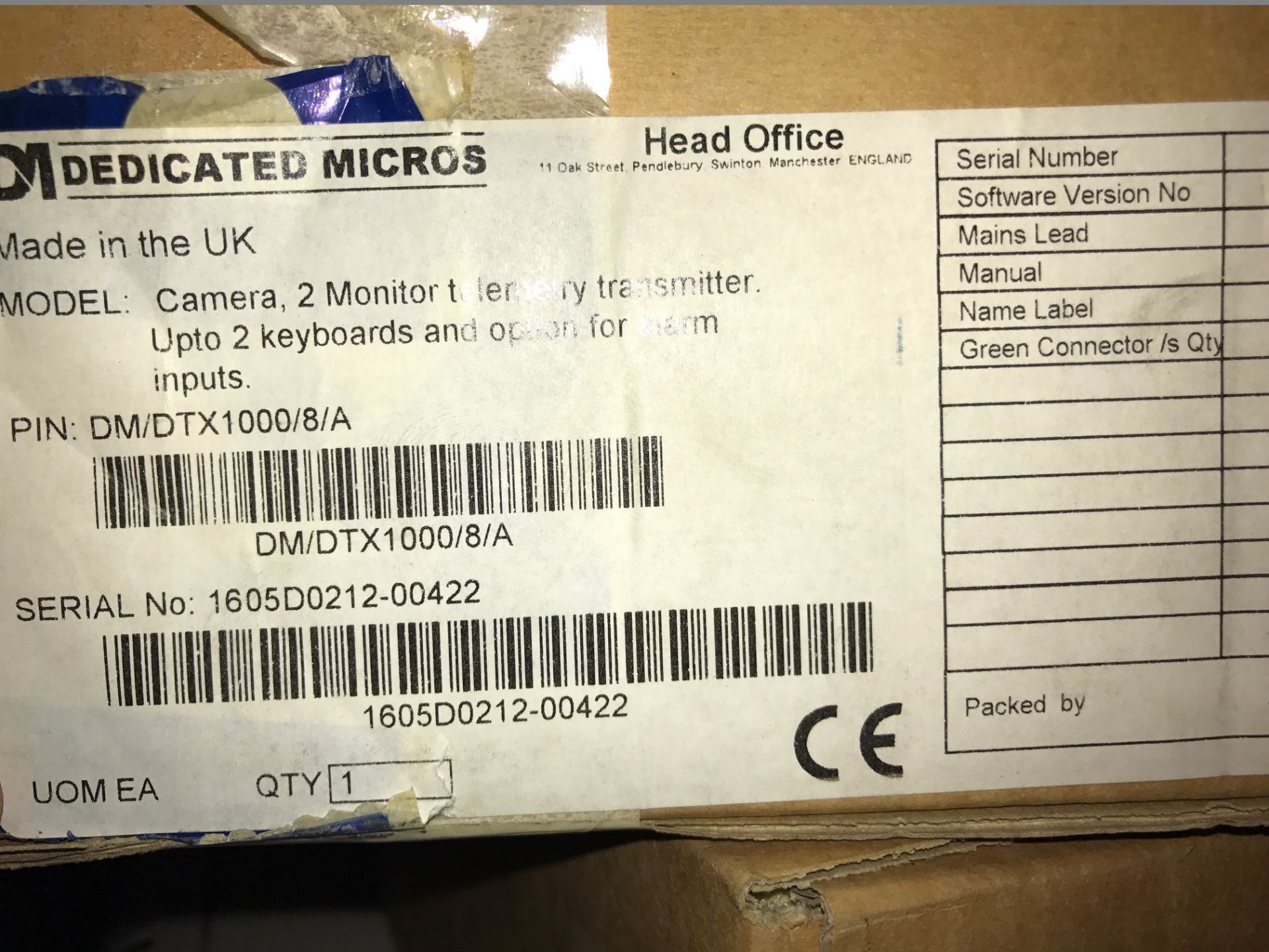 Dedicated Micros DTX1000 Two Part Transmitter Keyboard/Base Unit (Brand New & Boxed) - Image 6 of 6