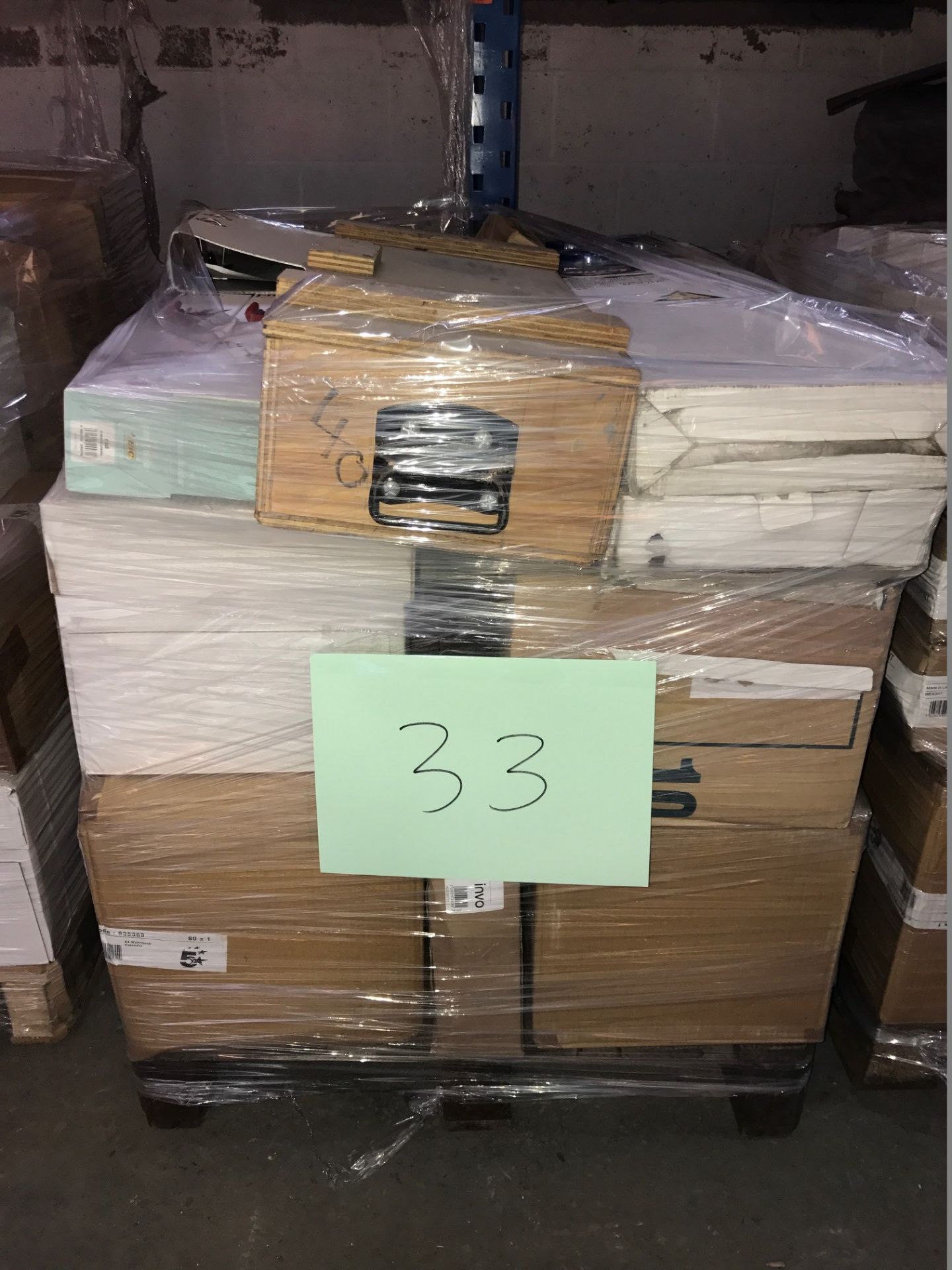 1 x Pallet of Mixed Stock/Stationery Including Lamps, Paper, Elba Products, Lever Arch Files, BiC