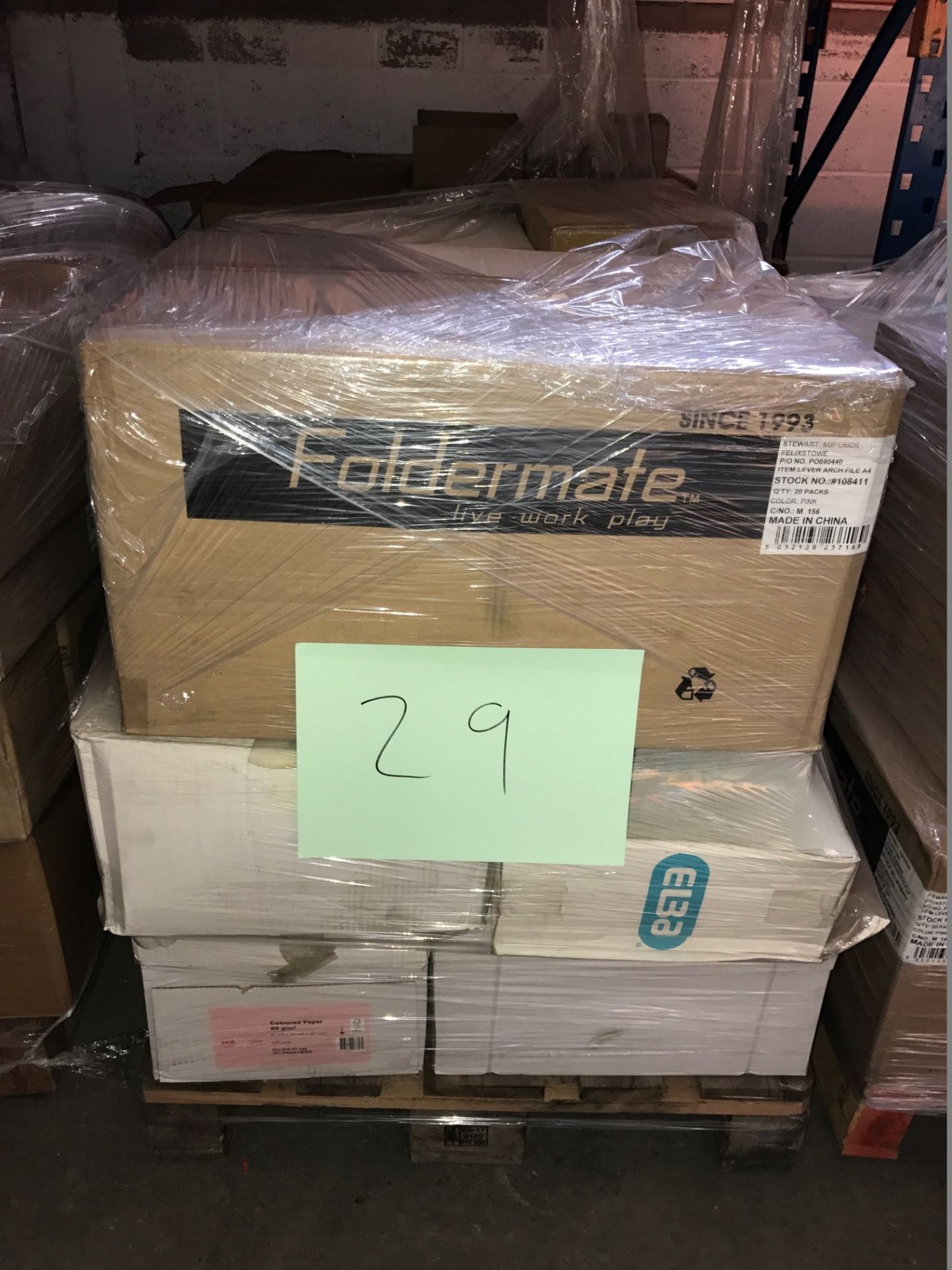 1 x Pallet of Mixed Stock/Stationery Including A3 Paper, Elba Products, Foldermate Products and