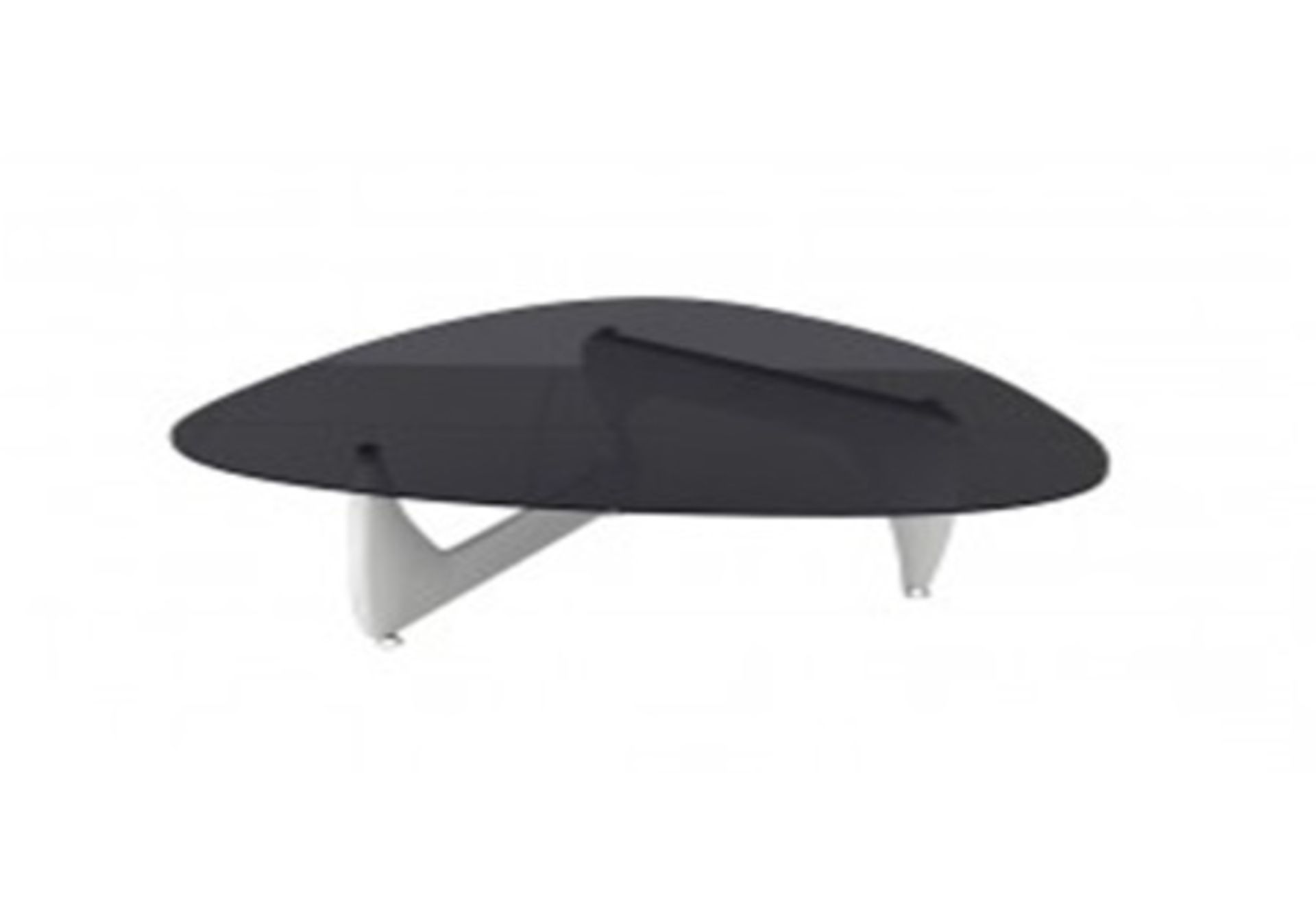 1 x Isamu Noguchi Inspired Black Glass Coffee Table with White Gloss Legs CTB425/WHT (Brand New &