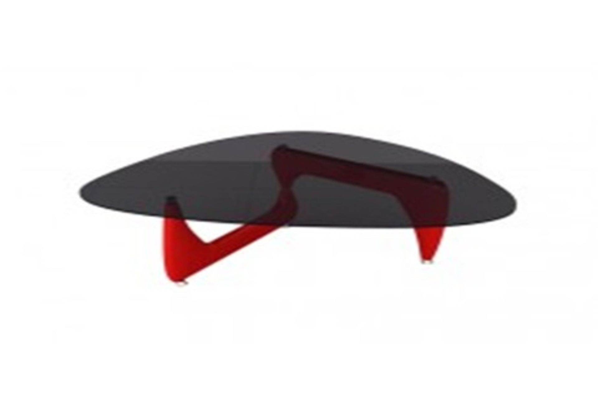 1 x Isamu Noguchi Inspired Black Glass Coffee Table with Red Gloss Legs CTB425/RED (Brand New &