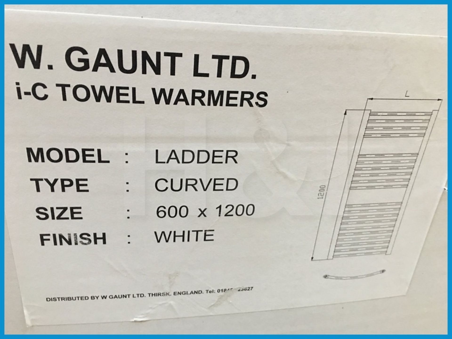 Designer curved ladder towel warmer 1200x600. New and boxed. Suggested manufacturers selling price £ - Image 6 of 6
