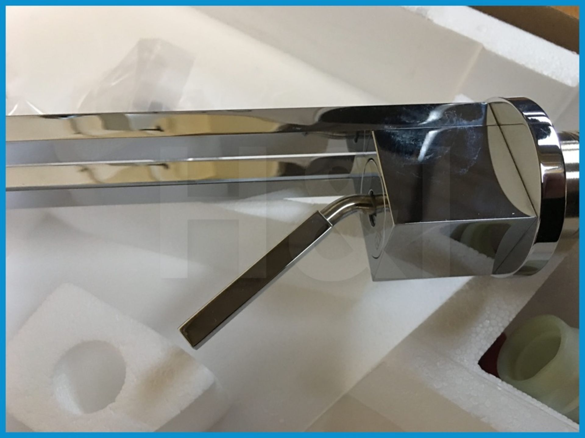 Stunning designer Gessi Duplice monobloc basin mixer in polished chrome finish. New and boxed. - Image 6 of 8