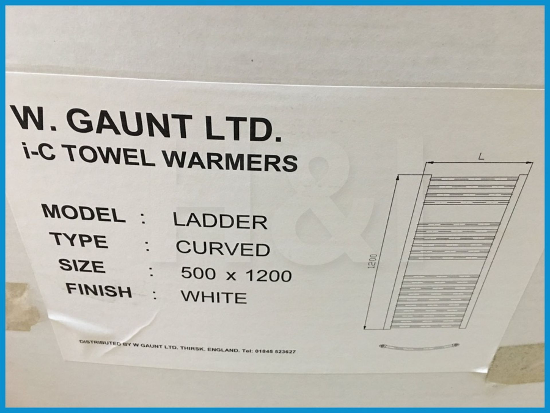 Designer curved ladder towel warmer 1200x500. New and boxed. Suggested manufacturers selling price £ - Image 6 of 6