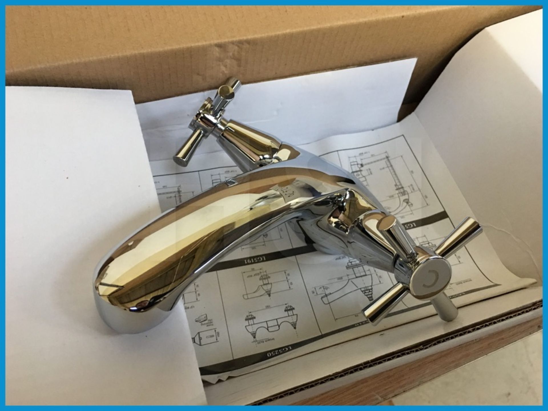 Designer Twyford Logics polished chrome dual flow basin mixer. New and boxed. Suggested