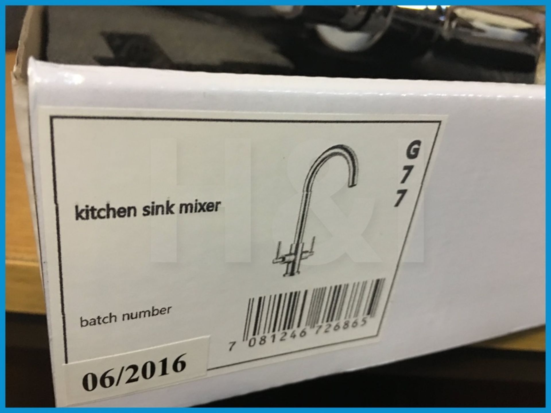 Designer kitchen sink mixer with quarter turn heads and swivel spout in polished chrome. New and - Image 5 of 6