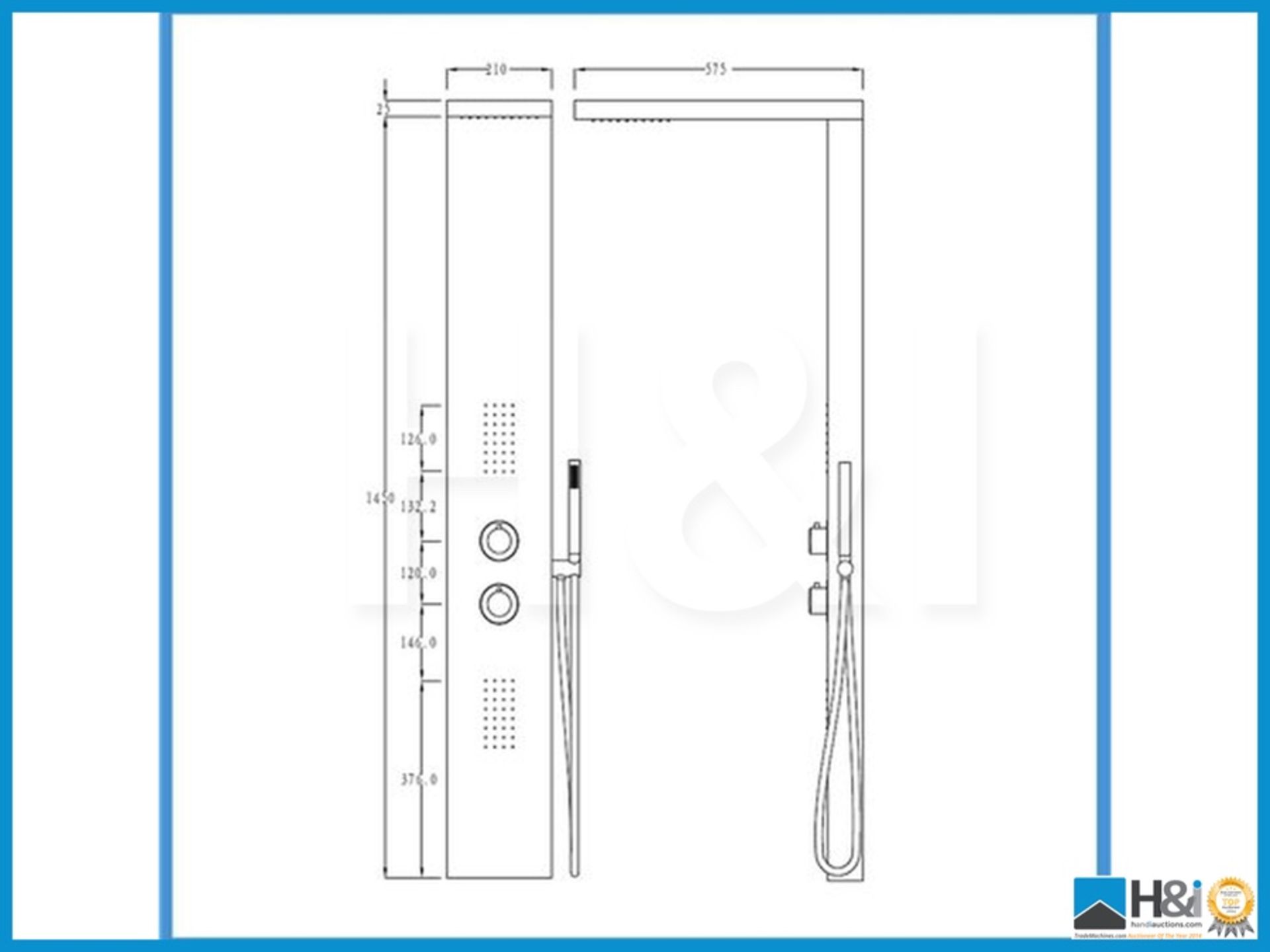 Stunning thermostatic shower panel with chrome body jets and hand shower white finish new and boxed. - Bild 2 aus 2